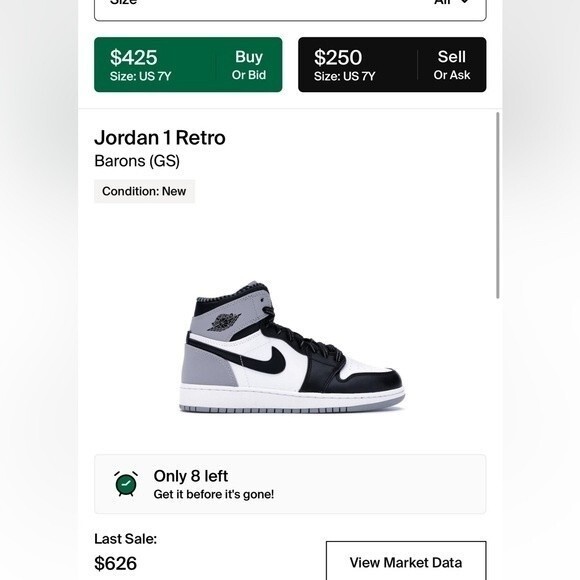 Air Jordan 1 Retro High OG BG 'Barons' size40 - Picture 12 of 13